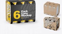 1367+ Paper 6 Pack Cans PSD Mockup Halfside View Eye-Level Shot Exclusive Free Photoshop Asset