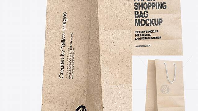 1369+ Paper Bag with Rope Handles PSD Mockup Half Side View Creative Layered Mockup Freebie