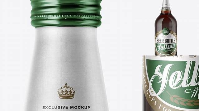 1374+ 40oz Clear Glass Bottle with Dark Irish Beer PSD Mockup Free Mockup PSD Template