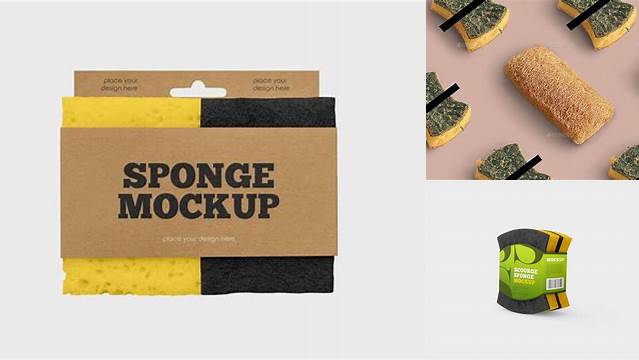 1378+ Sponge PSD Mockup Half Side View Advanced and Editable PSD Template Free