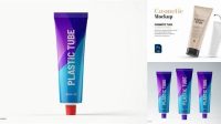 1382+ Glossy Plastic Cosmetic Tube PSD Mockup Front View Modern and Unique Freebie PSD