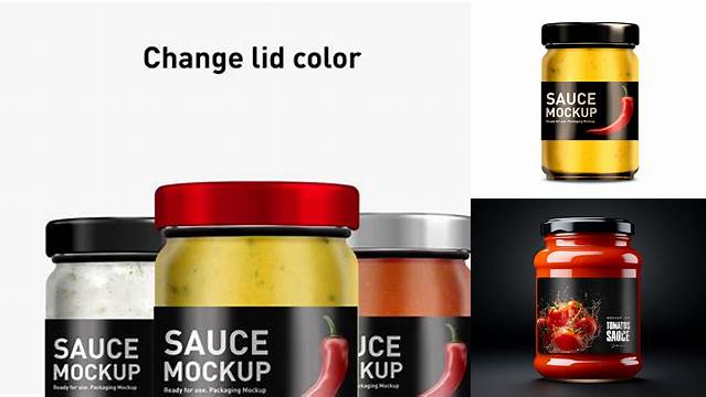 1382+ Sauce Jar Mockup Creative Free Photoshop Template