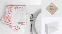 1385+ Napkin Box PSD Mockup Back 3/4 View High-Angle Shot Download Free