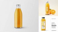 1386+ Glass Bottle with Orange Juice Mock-up High-End PSD Download