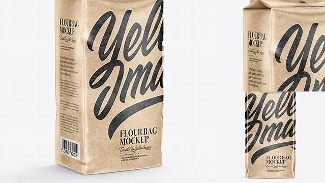 1387+ Kraft Flour Bag PSD Mockup Half Side View High-End Creative PSD Template