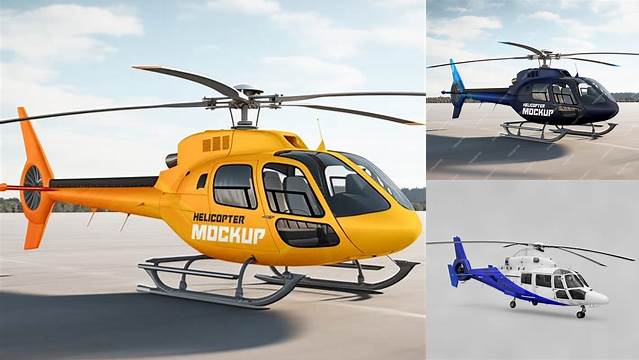 1388+ Helicopter PSD Mockup Front view Smart Layer Mockup Free