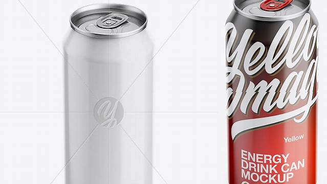 1389+ 440ml Glossy Aluminium Can PSD Mockup Front View Eye-Level Shot Exclusive Editable PSD File