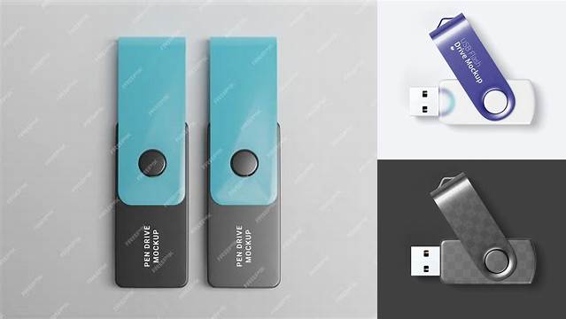 1391+ Metallic USB Flash Drive PSD Mockup Top View Custom Mockup Graphic Design