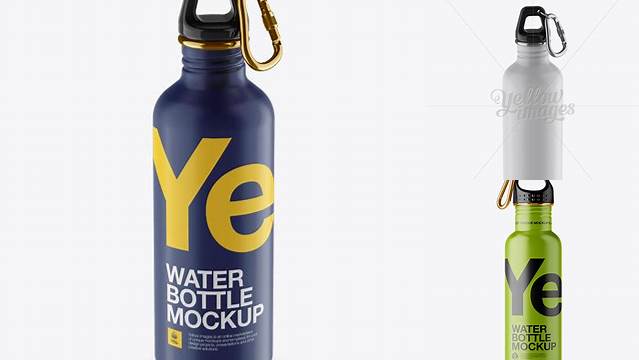 1395+ 500ml Matte Sport Bottle With Carabiner PSD Mockup High-Angle Shot Free Creative Design