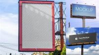 1397+ Metallic Billboard PSD Mockup Half Side View Smart Object PSD Free Resource