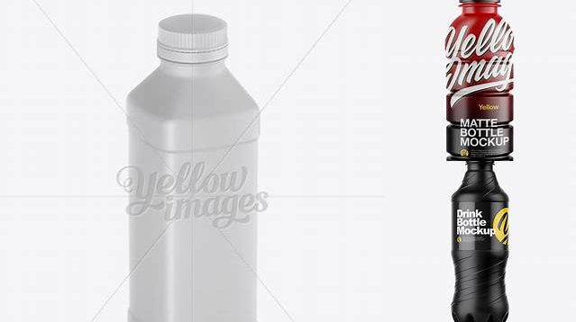 1398+ Matte PET Bottle PSD Mockup Half Side View High-Angle Shot Exclusive Layered PSD Mockup