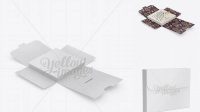 1399+ Opened Square Paper Brief Case with Post Cards PSD Mockup Halfside View Advanced Editable Template Free