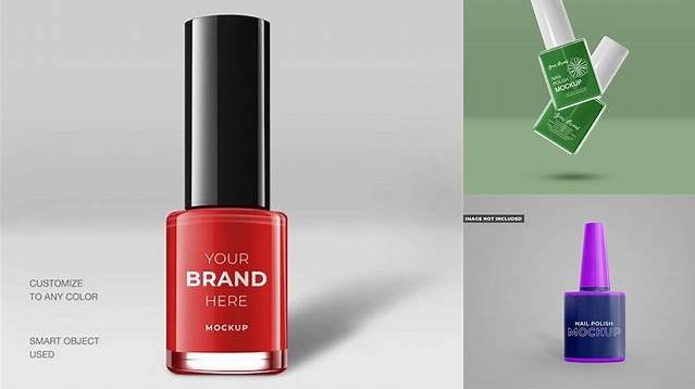 1400+ Matte Nail Polish Square Bottle PSD Mockup Versatile Photoshop File