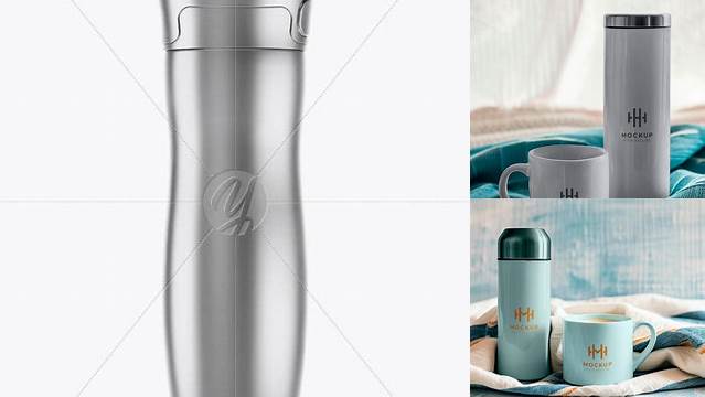 1405+ 1L Matte Metallic Thermos PSD Mockup Fully Editable Photoshop PSD Free Download