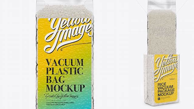 1406+ Rice Vacuum Plastic Bag PSD Mockup High-End PSD Download