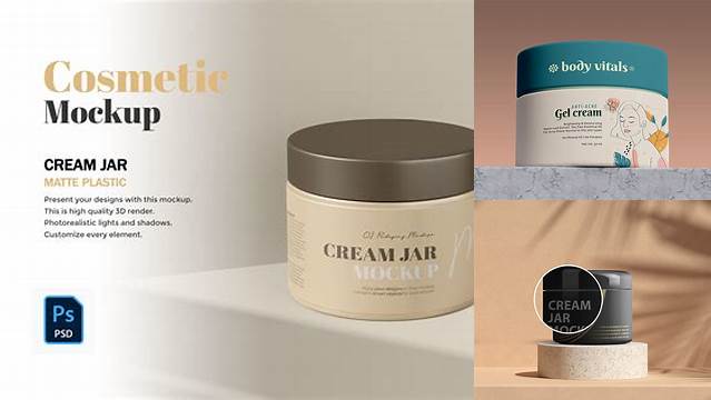 1408+ 50ml Matte Cream Jar PSD Mockup Creative Free Photoshop Template