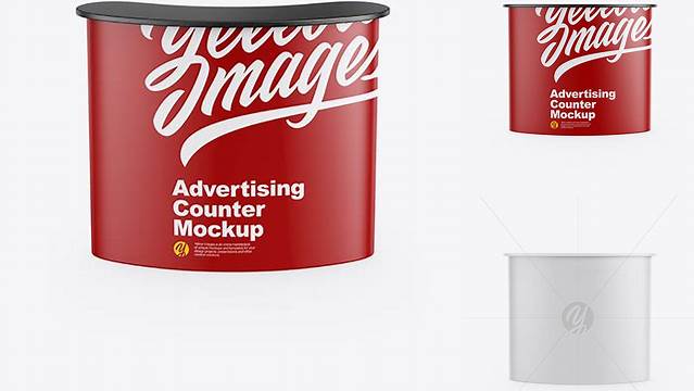 1409+ Matte Advertising Counter PSD Mockup Front View Editable Photoshop Template Freebie