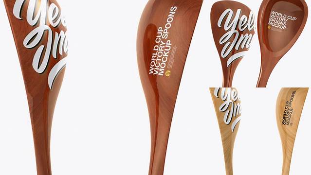 1409+ Wooden World Cup Victory Spoons PSD Mockup Front View Exclusive Free Photoshop Asset