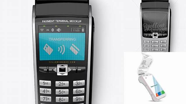 1414+ Payment Terminal with Label PSD Mockup Top View PSD Download