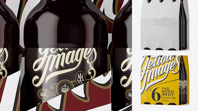 1416+ White Paper 6 Pack Amber Bottle Carrier PSD Mockup Unique Free Photoshop Files