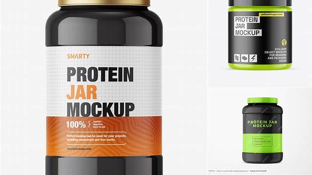 1418+ 4Lb Plastic Glossy Protein Jar PSD Mockup Versatile Mockup for Designers