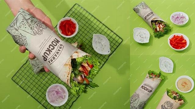 1418+ Shawarma Packaging Mockup PSD Download