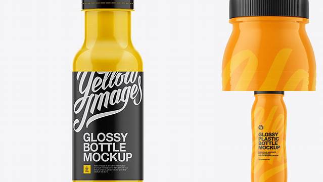 1419+ 250 ml Glossy Plastic Bottle PSD Mockup Unique High-Resolution PSD