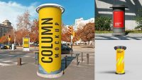 1426+ Round Matte Street Advertising Column PSD Mockup Professional Graphic PSD Download