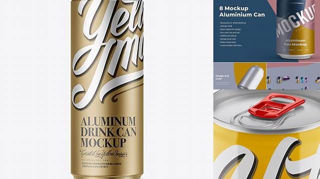 1427+ 250ml Glossy Aluminium Can PSD Mockup High-Angle Shot Free PSD for Designers