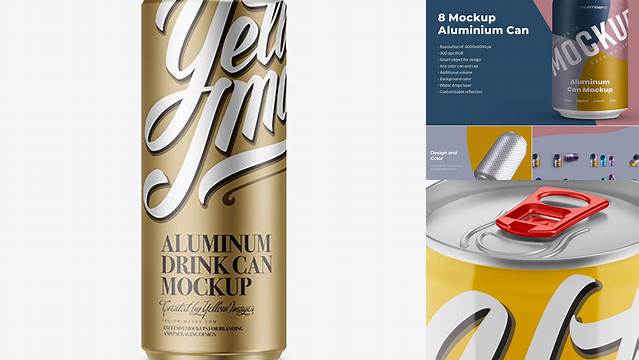 1427+ 250ml Glossy Aluminium Can PSD Mockup High-Angle Shot Free PSD for Designers