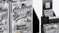 1429+ Display with Sachets PSD Mockup Half Side View PSD Download