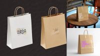 1430+ Glossy Kraft Paper Bag PSD Mockup Front View Custom Graphic Resource Free Download