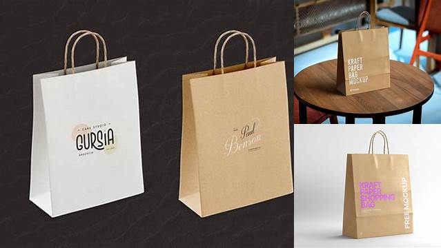 1430+ Glossy Kraft Paper Bag PSD Mockup Front View Custom Graphic Resource Free Download