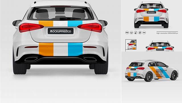 1430+ Hatchback PSD Mockup Back View Smart Object Free Photoshop File