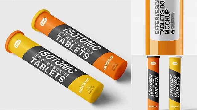 1431+ Glossy Effervescent Tablets Bottle PSD Mockup High-Resolution Graphic