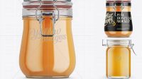 1431+ Honey Jar with Clamp Lid PSD Mockup Front View Smart PNG Image