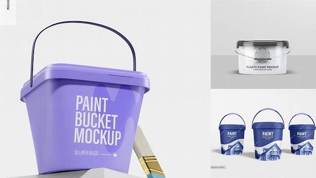 1431+ Plastic Paint Bucket PSD Mockup High-Angle Shot Modern and Unique Freebie PSD