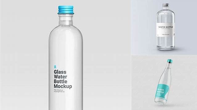 1432+ 300ml Clear Glass Water Bottle PSD Mockup Free PSD