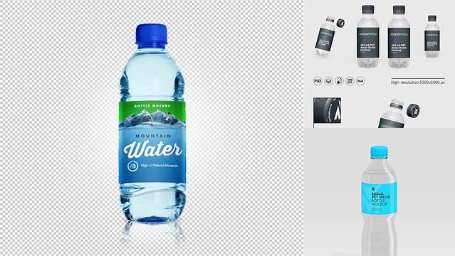 1432+ PET Water Bottle PSD Mockup Versatile and Modern PSD Mockup