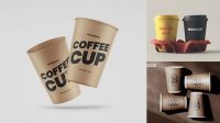 1432+ Two Kraft Coffee Cups PSD Mockup Exclusive Layered PSD Mockup