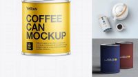 1439+ 50g Coffee Tin PSD Mockup High-Quality Design Free PSD