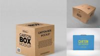 1439+ Carton Box PSD Mockup Front View High Angle Shot Customizable Photoshop Template