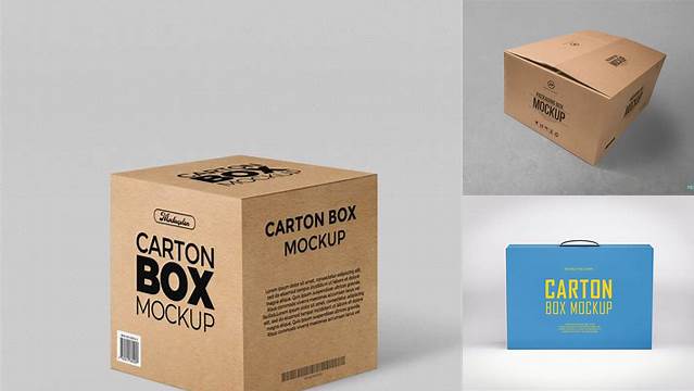 1439+ Carton Box PSD Mockup Front View High Angle Shot Customizable Photoshop Template