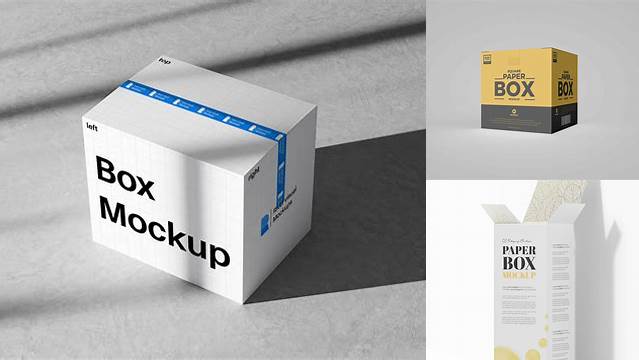 1443+ White Paper Box PSD Mockup Front View High-Angle Shot Free Downloadable PSD