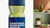 1447+ Glass Jar with Pesto Sauce PSD Mockup Front View High Angle Shot Premium Mockup Freebie