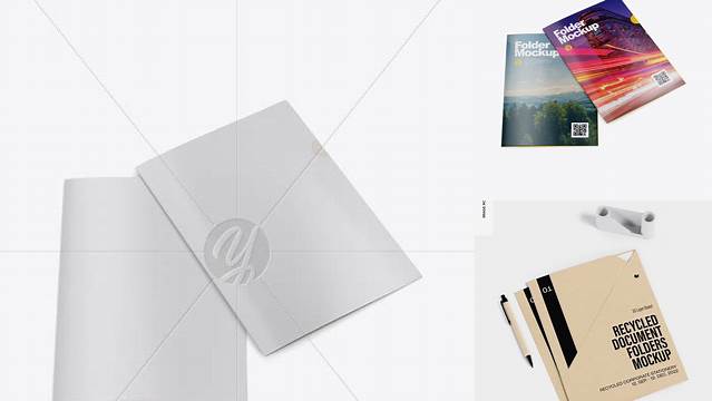 1447+ Two Folders PSD Mockup High-Angle Shot Free Design Resource