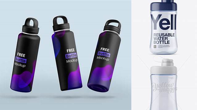 1452+ Transparent Reusable Water Bottle with Matte Cap PSD Mockup Unique High-Resolution Design Freebie