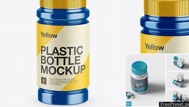 1454+ Glossy Metallic Pill Bottle PSD Mockup High-Angle Shot Fully Layered Photoshop Freebie