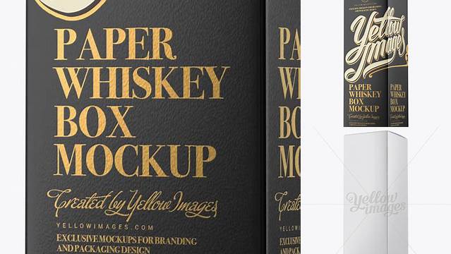 1454+ Paper Whisky Box PSD Mockup Halfside View Editable Graphic Free PSD