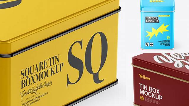 1456+ Glossy Tin Box PSD Mockup High-Angle Shot Smart Layer PSD